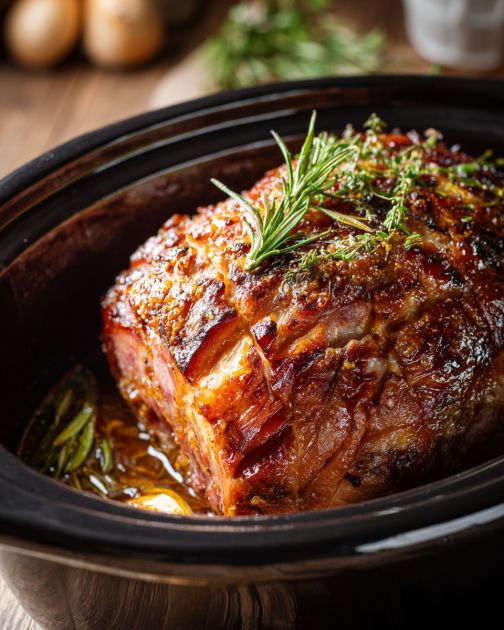 Freshly baked Sweet Holiday Magic dessert dusted with powdered sugar, served on a cozy Christmas table with festive lights in the background.
